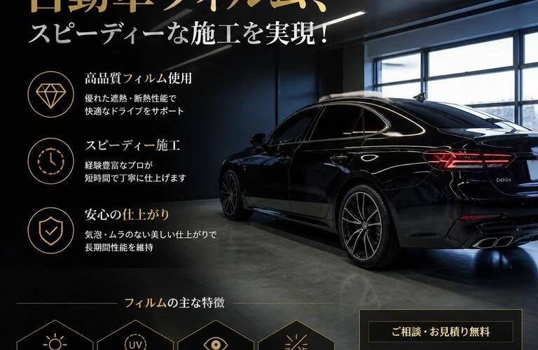 クオリティの高い自動車フィルム、スピーディーな施工を実現！