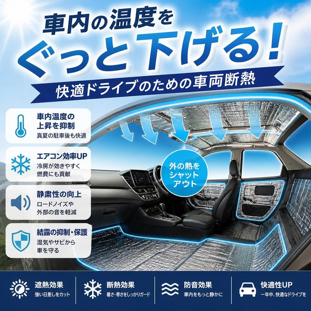 車内の温度をぐっと下げる！快適ドライブのための車両断熱