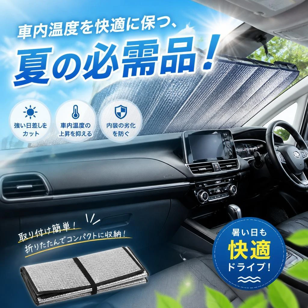 車内温度を快適に保つ、夏の必需品！